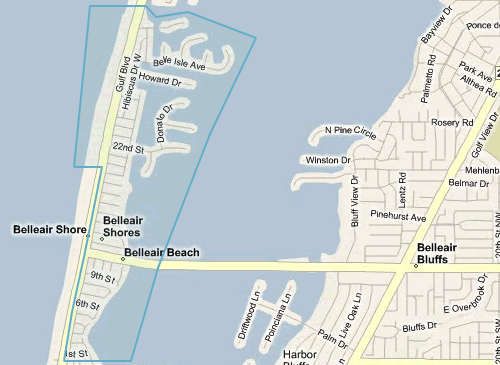Map of Belleair Beach Florida - Belleair Beach MLS homes for sale