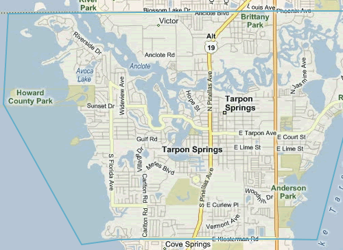 Map of Tarpon Springs Florida - Tarpon Springs MLS homes for sale