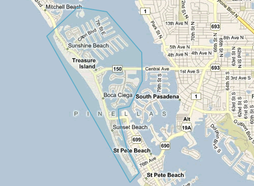 Map of Treasure Island Florida - Treasure Island MLS homes for sale