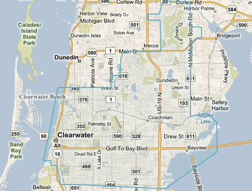 Map of Clearwater Florida - Clearwater MLS homes for sale