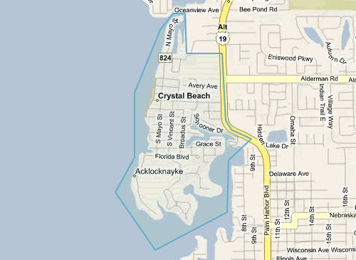 Map of Crystal Beach Florida - Crystal Beach MLS homes for sale