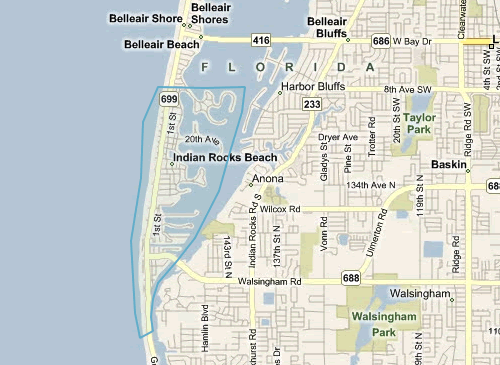 Map of Indian Rocks Beach Florida - Indian Rocks Beach MLS homes for sale