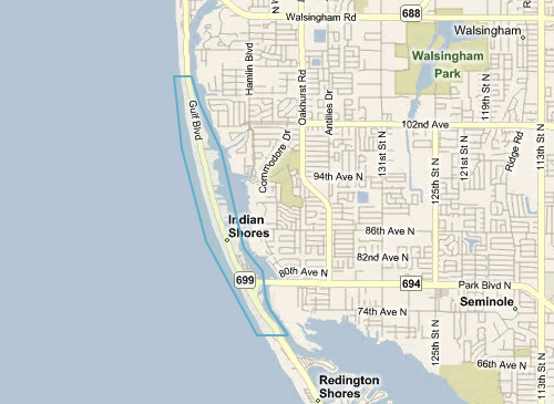 Map of Indian Shores Florida - Indian Shores MLS homes for sale