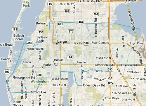 Map of Largo Florida - Largo MLS homes for sale