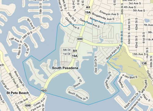Map of South Pasadena Florida - South Pasadena MLS homes for sale